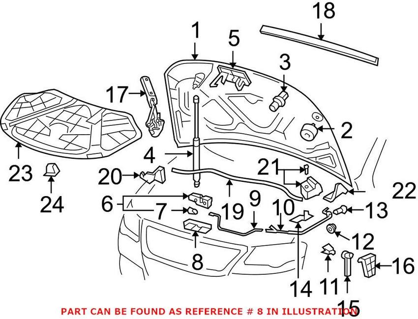 VW Hood Latch Cover 3C1823187